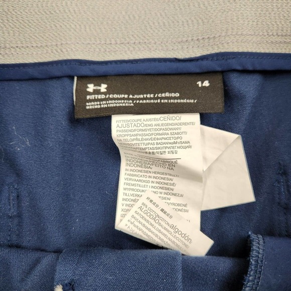 Womens Under Armour size 14 Navy Blue Fitted Flat Front Woven Chino Pants - Picture 4 of 10
